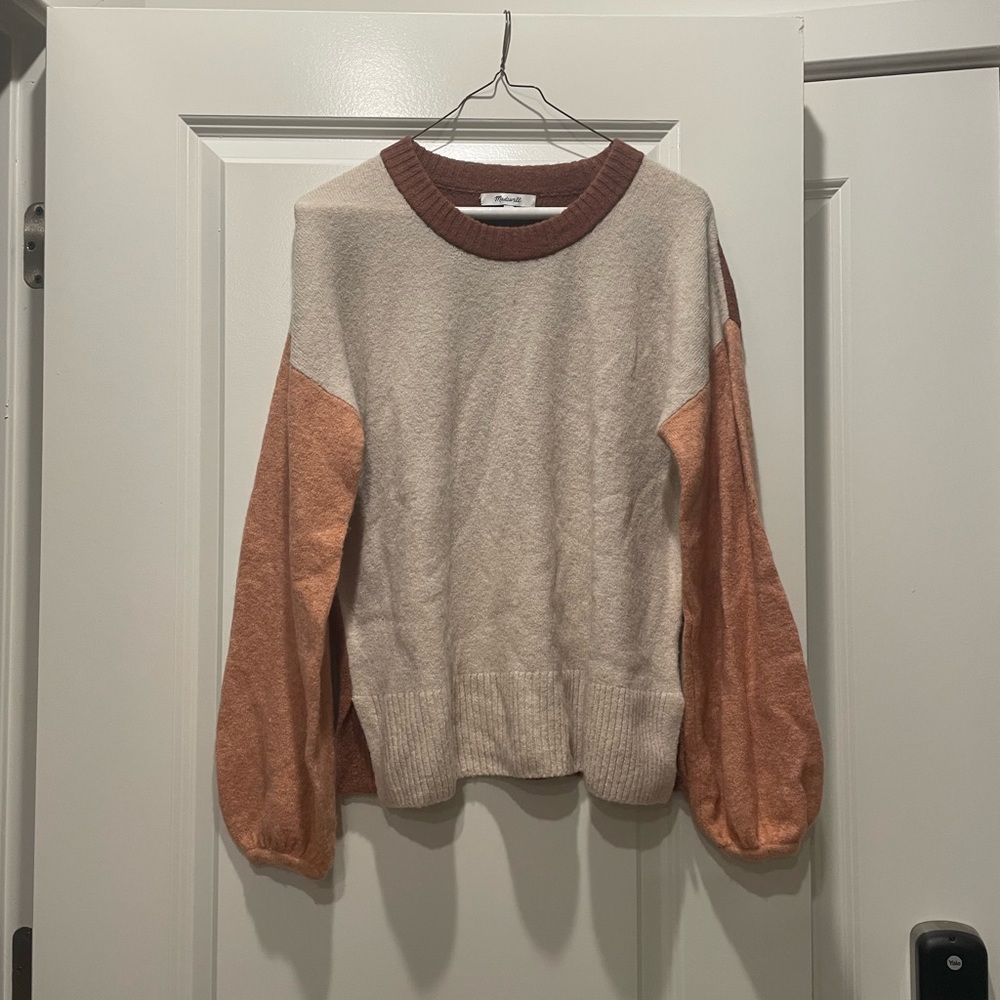 Madewell Balloon Sleeve Tri-Color Sweater